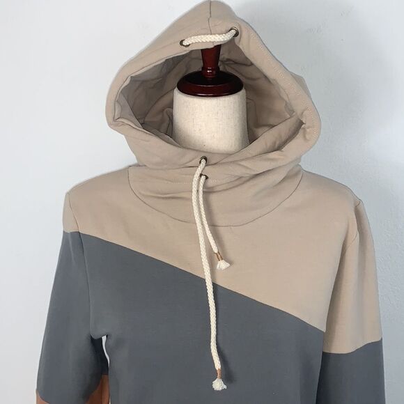 Ampersand Ave SingleHood Madrid Diagonal Colorblock Fleece Sweatshirt Hoodie S - Picture 5 of 11